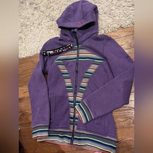 IVIVVA purple stripe sparkle Scuba Zip Hoodie & Headband Size 14